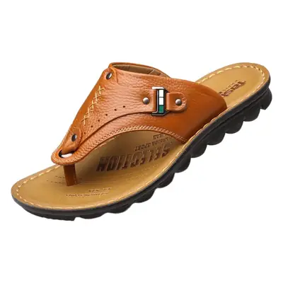 New summer leather sandals non-slip tide slippers Korean flip-flops casual beach shoes a generation of hair