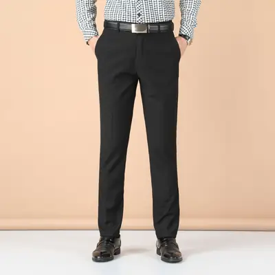 Men Black Slim Fit Trousers Spring Autumn Wear