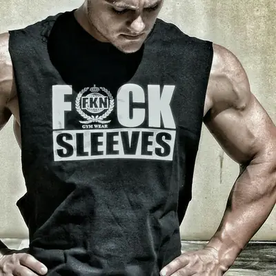 Men's Fock Sleeve Vest Black Fitness Training