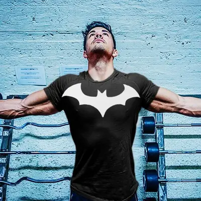 Men's Yellow Batman I-Shaped Training T-Shirt