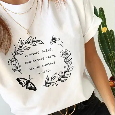 Yellow T-Shirt with Planting Seeds Graphic Design