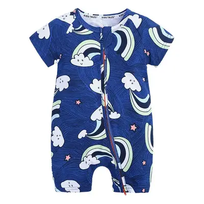 Baby Dolphin Printed Zipper Romper Light Blue Newborn