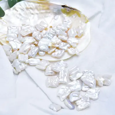 White Freshwater Pearls Small Pipa Asymmetrical Baroque Pearls