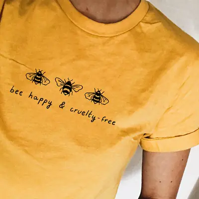 Foreign Trade T-Shirt Bee Cruelty Free Yellow