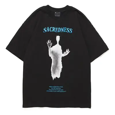 Men's Black Ghost Print Tide Tee Loose Fit