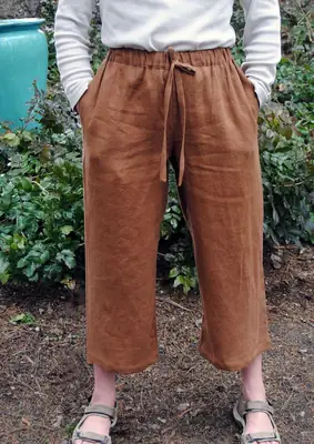 Cotton Linen Ankle Pants Large Loose Slimming
