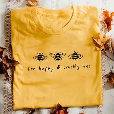 Yellow Bee Happy Cruelty Free T-Shirt Short Sleeve