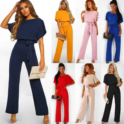 Black Lace-Up Button Jumpsuit Women 2019 Spring Summer