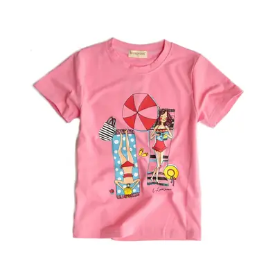 Pink Cotton T-Shirt for Girls Boys Summer Casual Wear