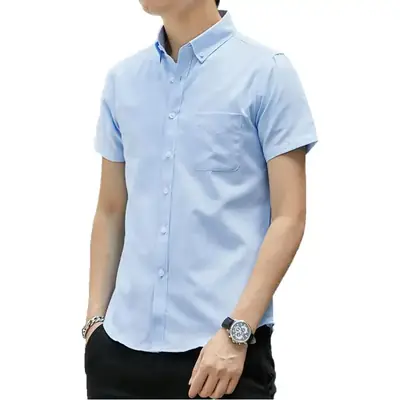 Men's 2024 Slim Oxford Spun Short Sleeve Shirt Grey