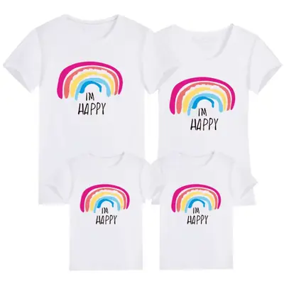 Pink Rainbow 24-Year Family Cotton T-Shirt Set