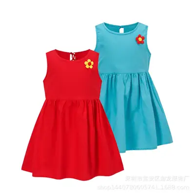 2025 Summer Girls Cotton Sleeveless Dress Cherry Print