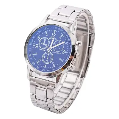 Men's Blue Light Three-Eye Quartz Watch Steel Band