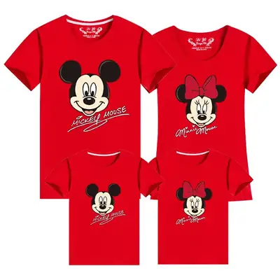 Minnie Mouse Cotton Couple T-Shirt Set Grey