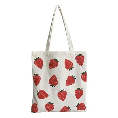 Strawberry Printed Canvas Shoulder Bag Small
