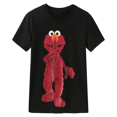 Black Unisex Cotton T-Shirt Round Neck Short Sleeve