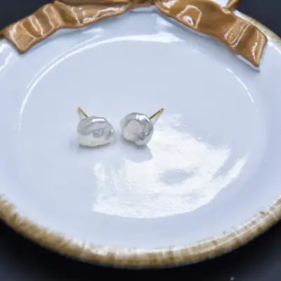 Aurora Baroque Pearl Stud Earrings 925 Silver