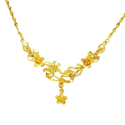 Vietnam Sand Gold Water Wave Flower Necklace