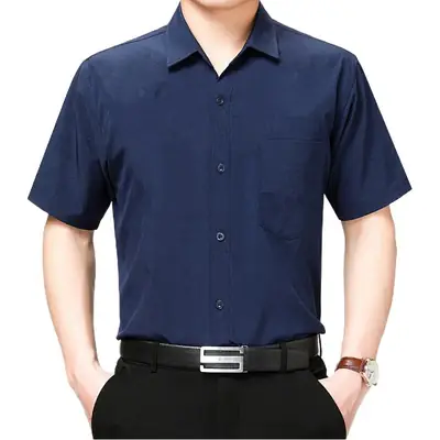 Men's White Short-Sleeve Lapel Shirt 2025 Summer