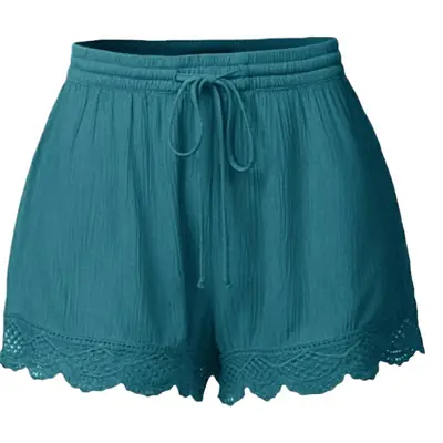Black Lace-Up Shorts for Women Large