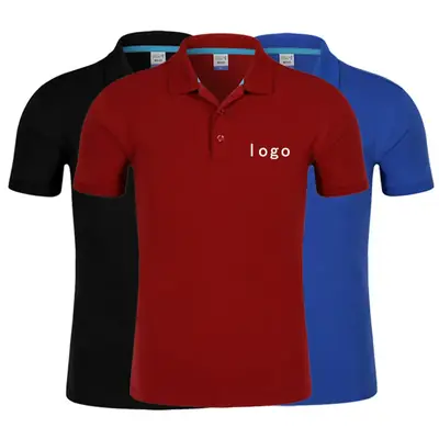 Men Blue Cotton Polo Shirt with Brand Tag