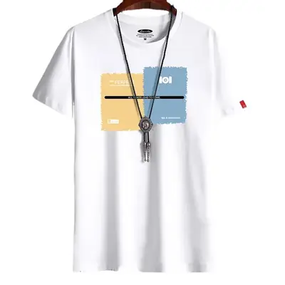 Men Grey Graphic T-Shirt Loose Fit Korean Style