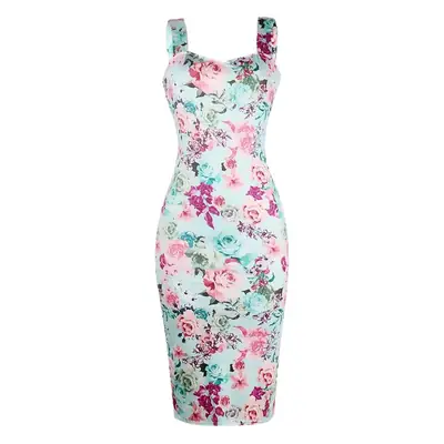 Printed Floral Midi Dress for Women Hot Slim Fit
