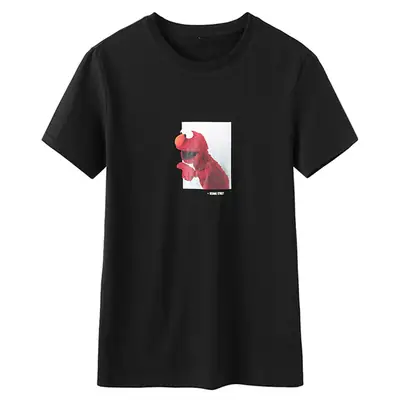 Men Black Sesame Street Cartoon T-Shirt Pure Cotton