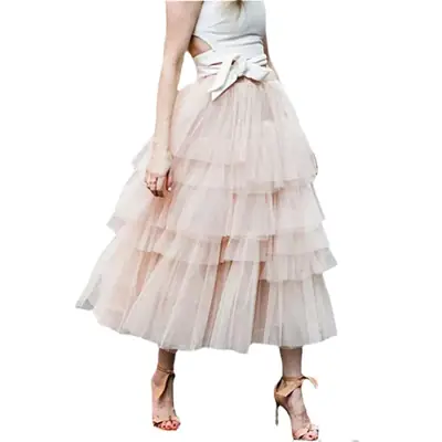 Women's Multi-Layer Tulle Skirt with White Top