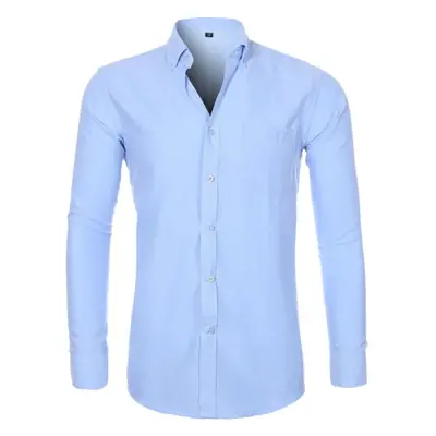 Men's Blue Oxford Shirt with Button Details