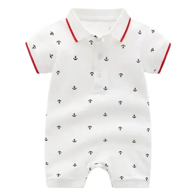 White Navy Anchor Boys Polo Shirt 0-1 Year Old