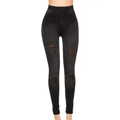 Seamless Cotton Leggings with Hollow Knee Detail
