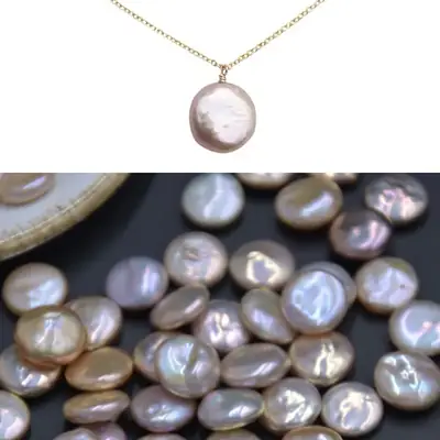 Natural Pearl Color Mixed 13-14mm Flat Baroque Shaped