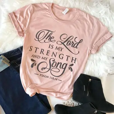 The Lord Is My Strength and My Song T-Shirt Pink