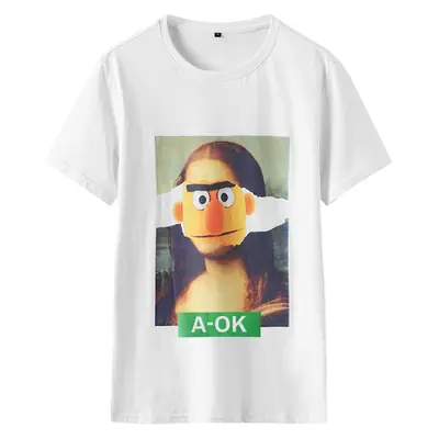 Unisex Cartoon Print Cotton T-Shirt White 2025