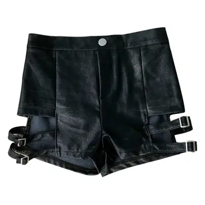 Black Faux Leather Ultra Short Hot Pants for Women