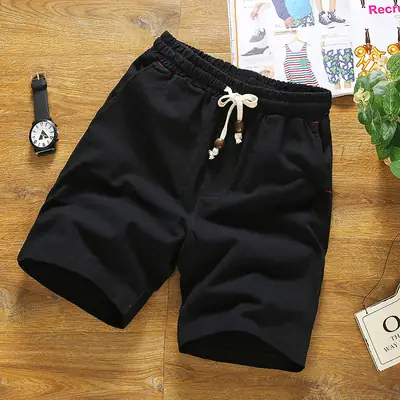 Men Cotton Drawstring Shorts White Large