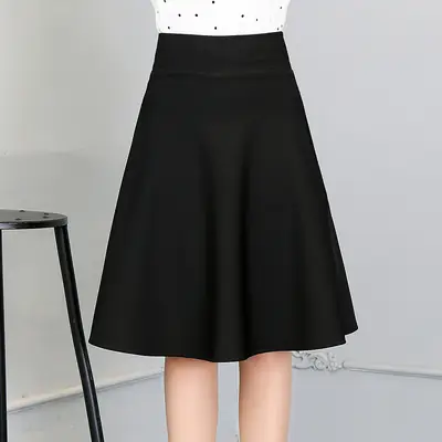 White Polka Dot Top with Black Skirt Set for Women
