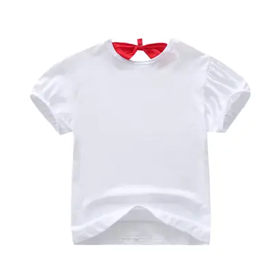 Girls New Factory Hot Stamped Fabric White Bow OC1218