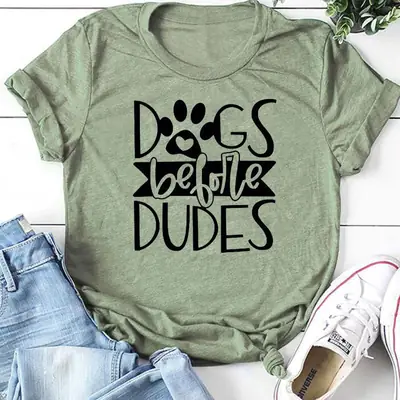 Unisex Dog's Before Dudes Tee White Short Sleeve