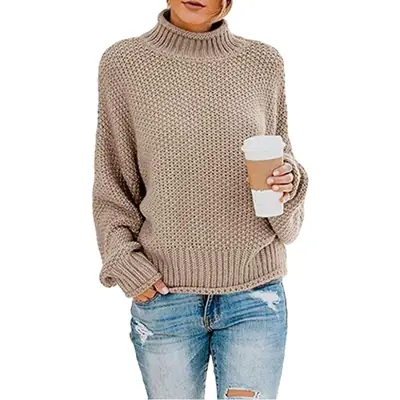 Women Red Turtleneck Sweater 2025 Winter Loose Fit
