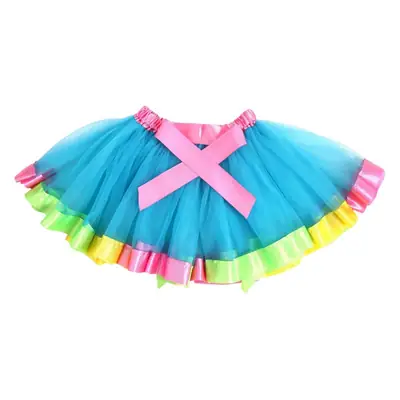 Girls Rainbow Gradient Mesh Tutu Skirt Large