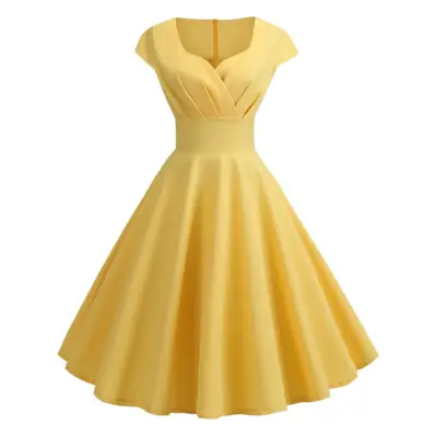 Red V-Neck Swing Dress for Women