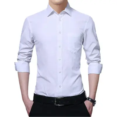 Men's Silk Shirt Pink Business Wear Long Sleeve