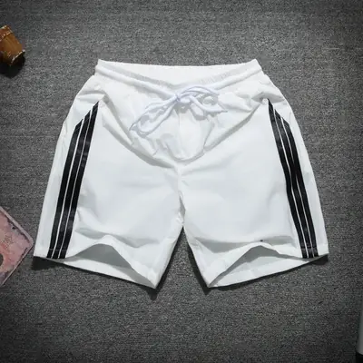 Men's Black Three Bar Shorts Quick Dry Elastic Waist