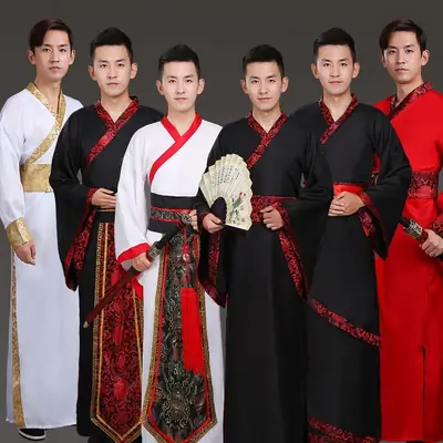 Ancient Hanfu Chivalrous Male Costume Black Red