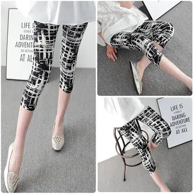 Women Slimming Floral Leggings Large High Waist