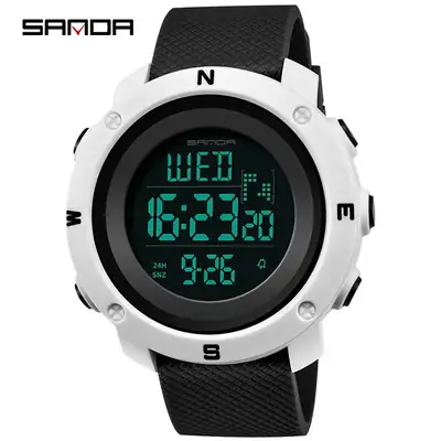 Sanda Red Digital Waterproof Sports Watch for Men