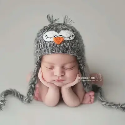 Handmade Crocheted Owl Baby Photography Props