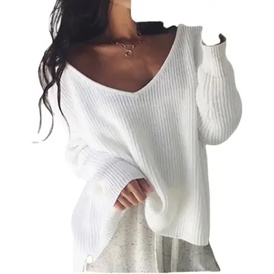 Black Off-Shoulder Long Sleeve Sweater Top for Women